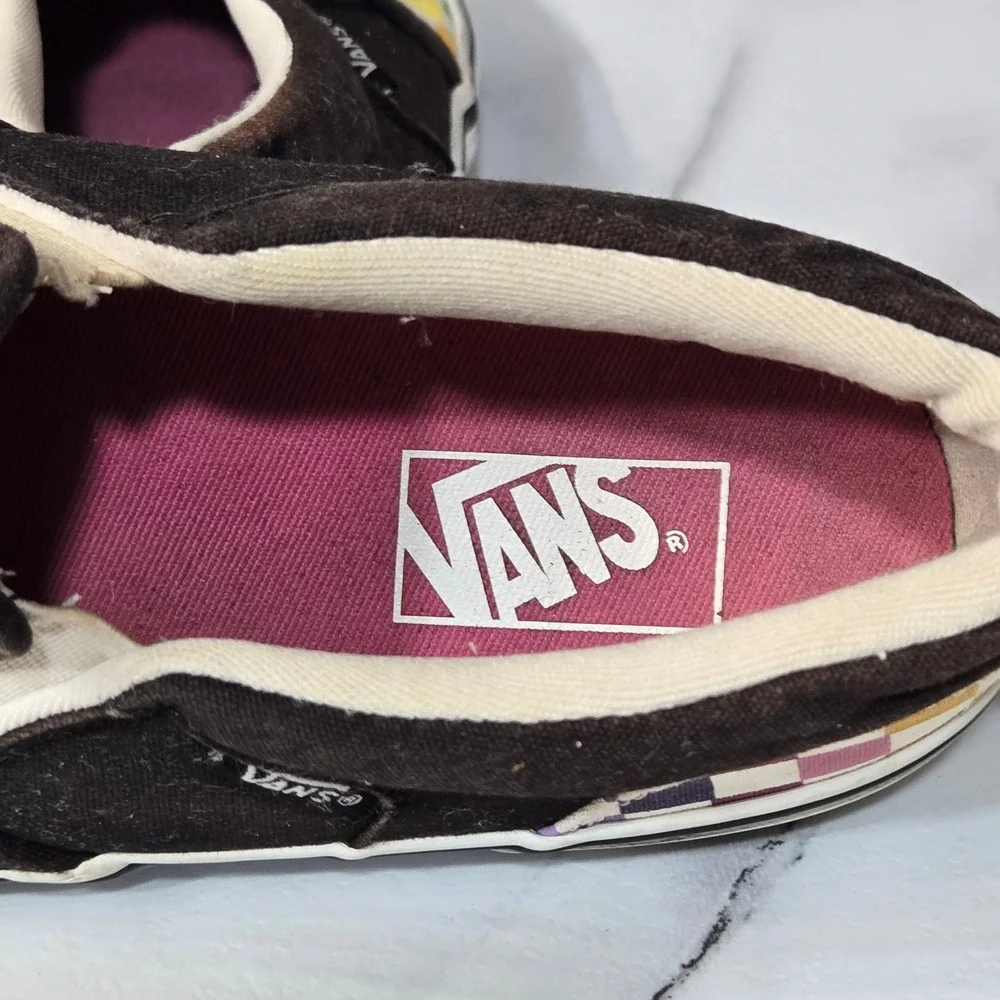 Vans Classic Slip-On Shoes Girls 5 Rainbow Checkerboard Canvas Skate Sneaker